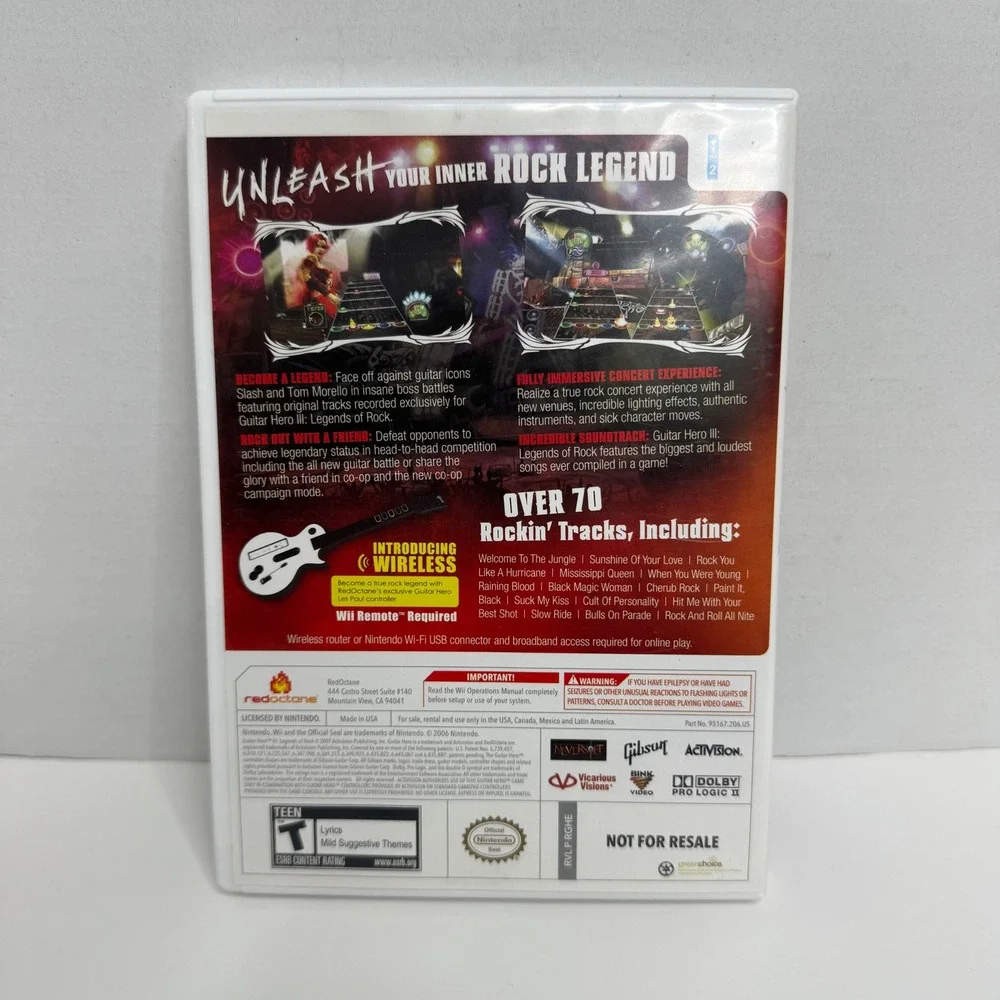 Guitar Hero III Legends of Rock Nintendo Wii Game with Manual CIB Activision